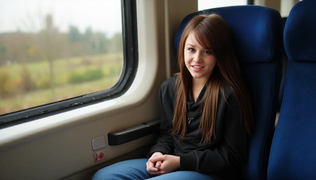 Krystina on the train, age 16