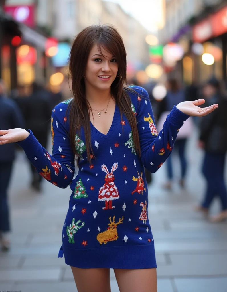 Krystina Tisbury in a Christmas Dress